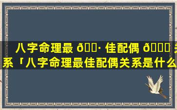 八字命理最 🌷 佳配偶 🍁 关系「八字命理最佳配偶关系是什么」